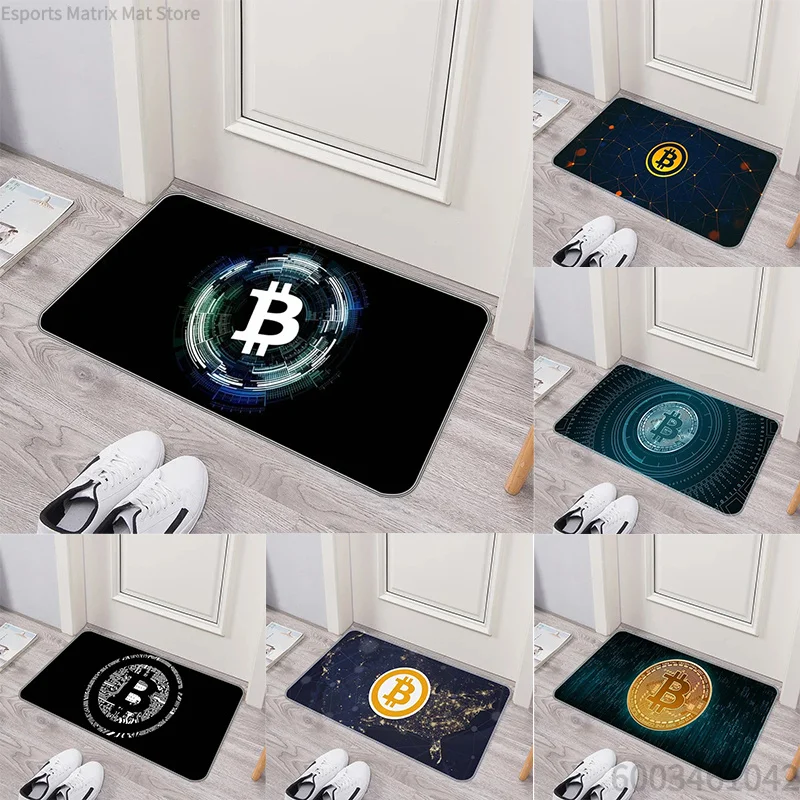 Office Tech Room - Crypto Currency Door Mat Bitcoin Pattern