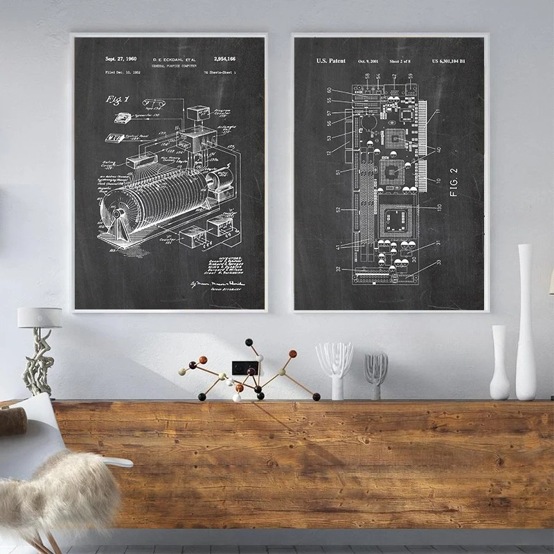 6Pcs Vintage Computer Patent W - Office Tech Room review and price