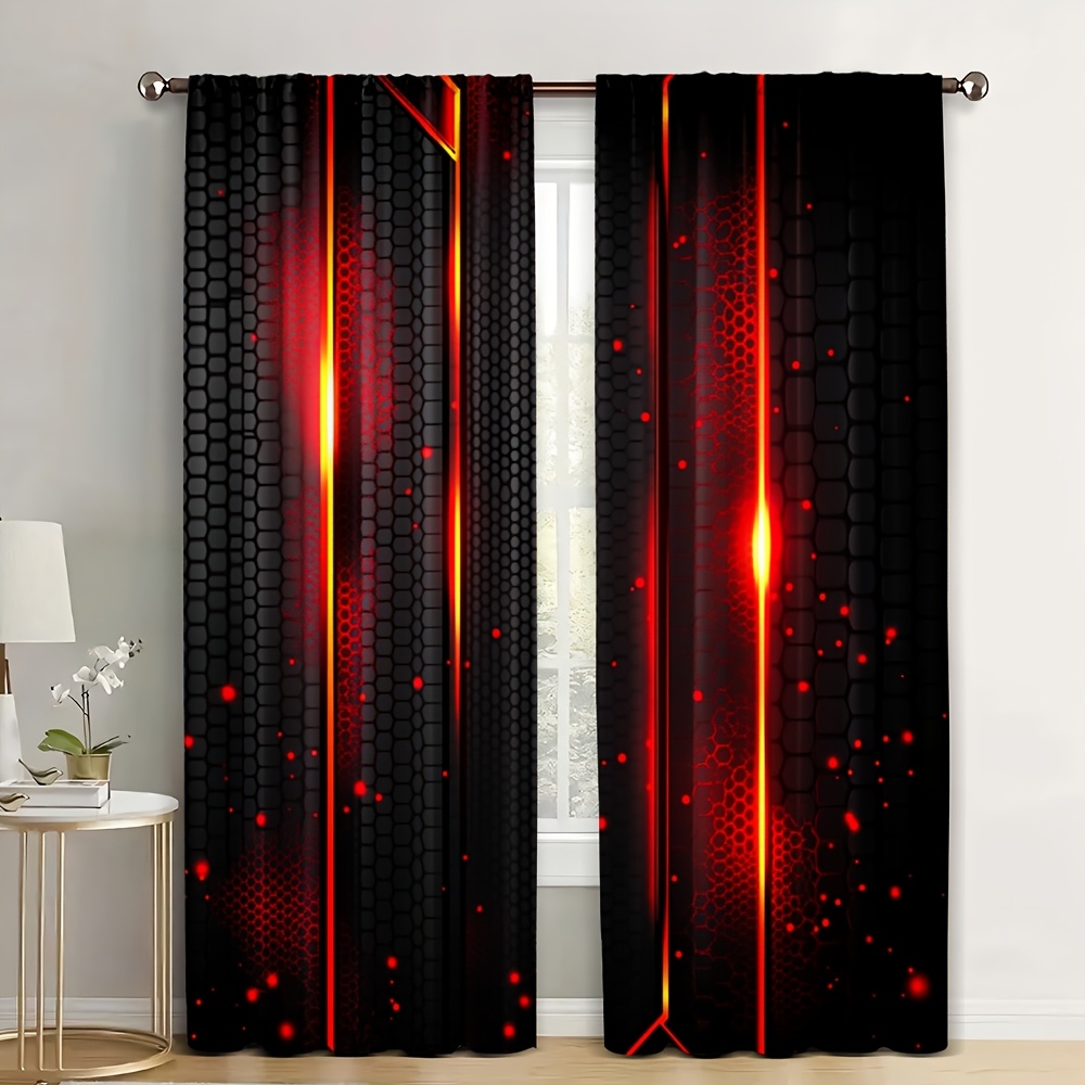 2pcs Lava Curtains Black Red C - Office Tech Room review and price