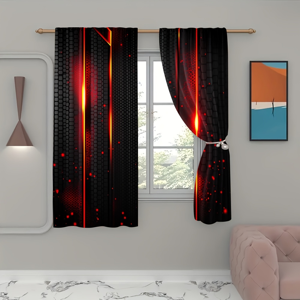 2pcs Lava Curtains Black Red C - Office Tech Room review and price