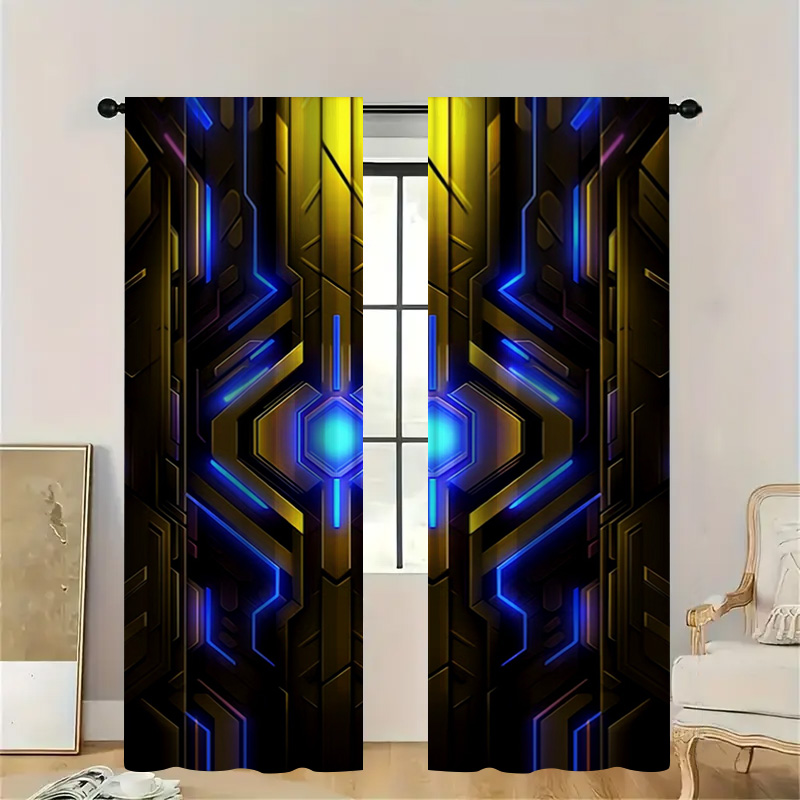 2pcs Geometric Tech Curtains w - Office Tech Room review and price