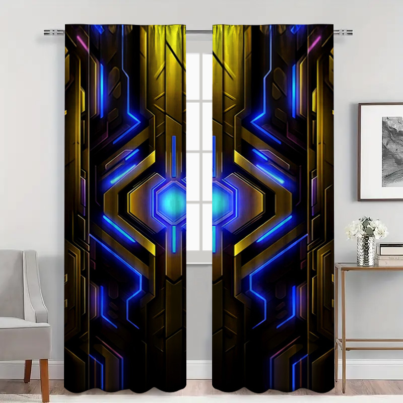 2pcs Geometric Tech Curtains w - Office Tech Room review and price