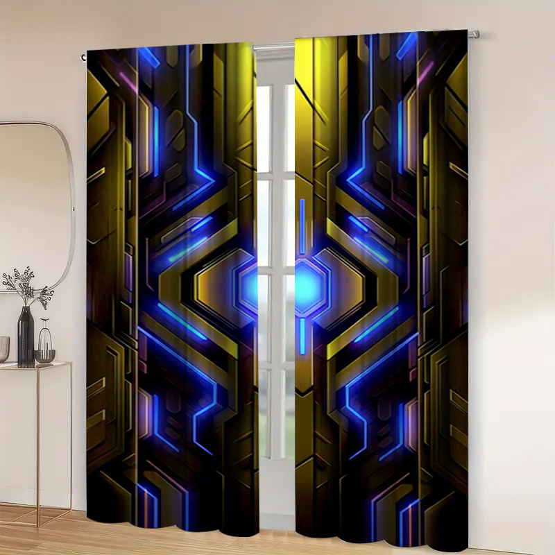 2pcs Geometric Tech Curtains w - Office Tech Room review and price