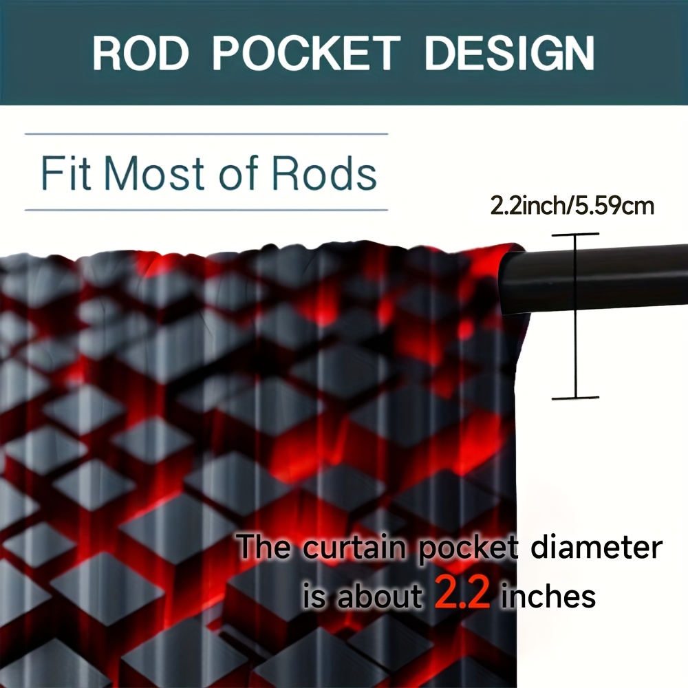 2pcs Geometric Curtains Red Bl - Office Tech Room review and price