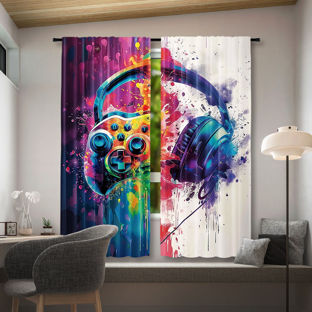 Gaming Controller Curtains Hea - Office Tech Room review and price