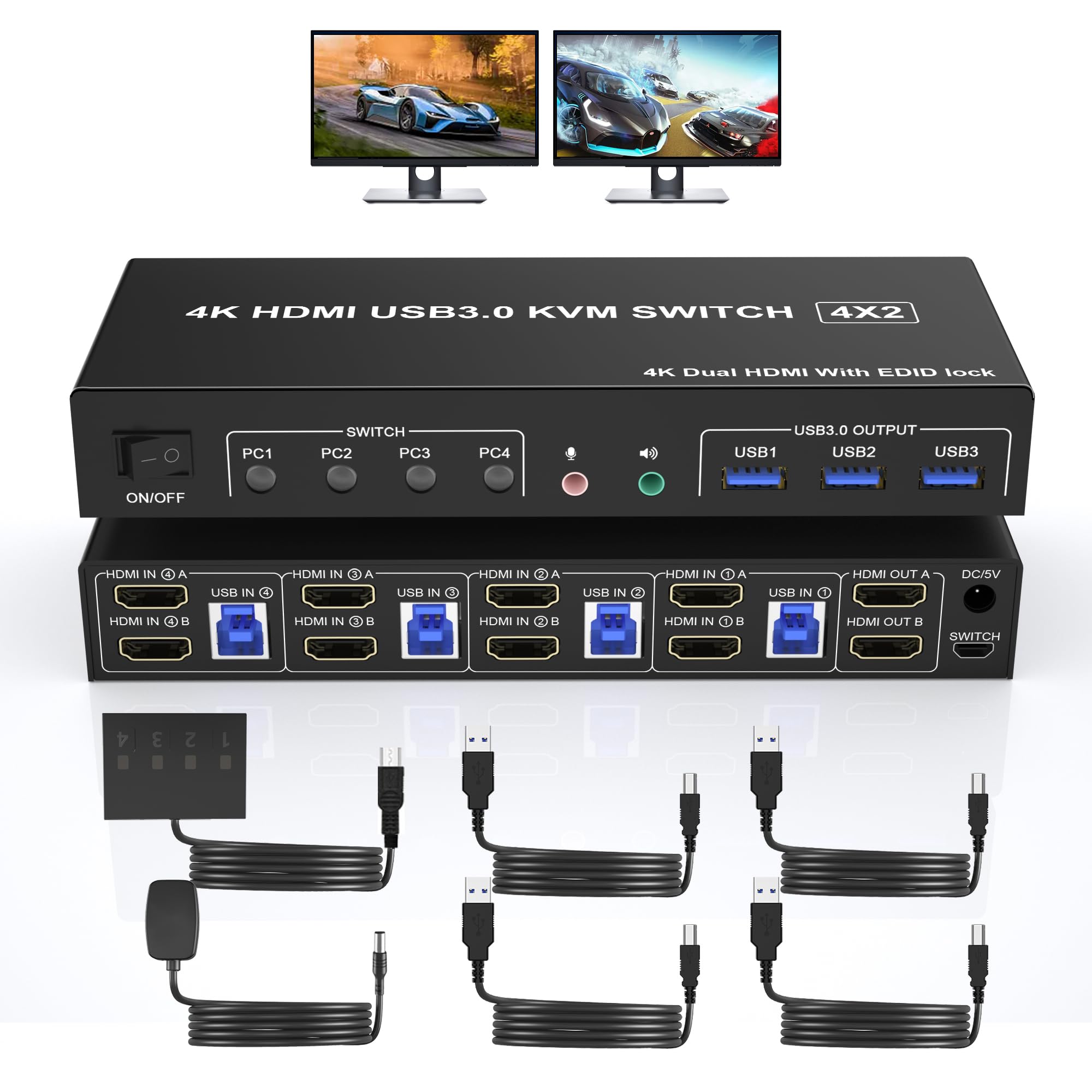 4K USB 3.0 KVM Switch HDMI Dua - Kvm Switch Dual Monitor review and price